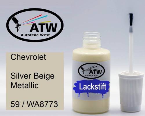 Chevrolet, Silver Beige Metallic, 59 / WA8773: 20ml Lackstift, von ATW Autoteile West.